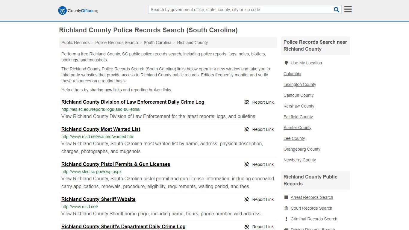 Police Records Search - Richland County, SC (Accidents & Arrest Records)